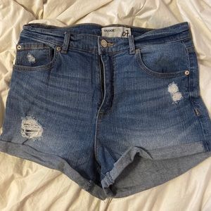 Light wash denim shorts